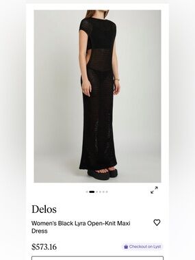 Delos Black Open Sided-Knit Maxi Crochet Dress NWT Size Small.
